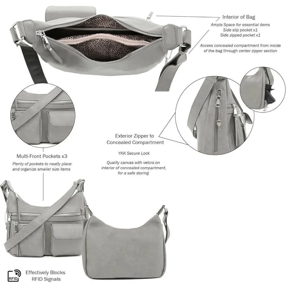 Jessie & James Conceal and Carry Hobo Handbag with locking zipper-key NWOT